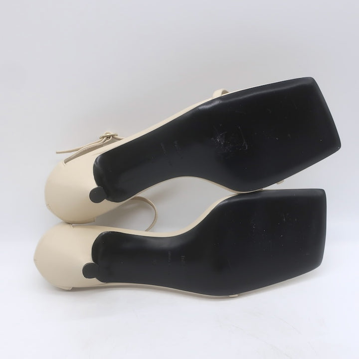 Toteme The Strappy Kitten Heel Sandals Bleached Sand Leather Size 38