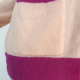 Celine Colorblock Cashmere Cardigan Peach Size Large V-Neck Sweater