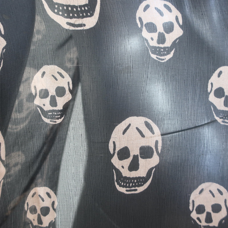 Alexander McQueen Skull Scarf Black &amp; Beige Silk Chiffon 40" X 44"