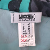 Moschino Cheap and Chic Ruffle-Front Skirt Aqua Floral Print Silk Size US 6