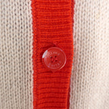 Celine Colorblock Cashmere Cardigan Peach Size Large V-Neck Sweater