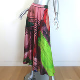 Roksanda Printed Satin Tie-Side Blouse & Midi Skirt Set Multicolor Silk Size 8