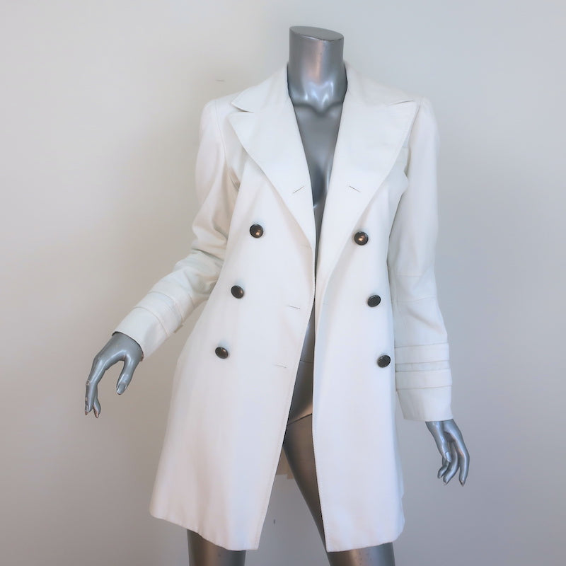 Valentino Double Breasted Jacket White Stretch Cotton Twill Size 6