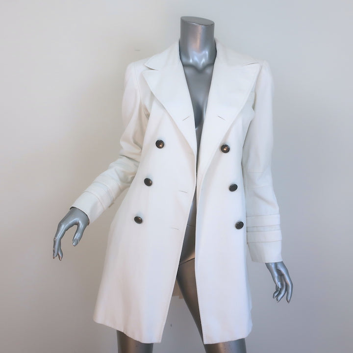 Valentino Double Breasted Jacket White Stretch Cotton Twill Size 6