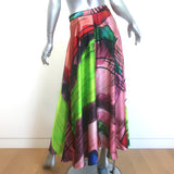 Roksanda Printed Satin Tie-Side Blouse & Midi Skirt Set Multicolor Silk Size 8