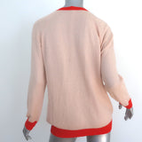Celine Colorblock Cashmere Cardigan Peach Size Large V-Neck Sweater