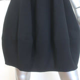 Oscar de la Renta Crisscross-Back Bubble Hem Dress Black Wool Crepe Size 6