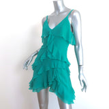 Alice + Olivia Tiered Ruffle Mini Dress Turquoise Chiffon Size 0 NEW