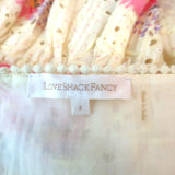 LoveShackFancy Embroidered Ruffle Mini Dress Bea Yellow Floral Print Size 2