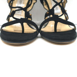 Jimmy Choo Meddle Lace-Up Caged Gladiator Sandals Black Suede Size 38.5