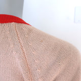 Celine Colorblock Cashmere Cardigan Peach Size Large V-Neck Sweater
