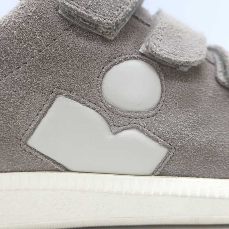 Isabel Marant Beth Grip-Strap Low Top Sneakers Taupe Gray Suede Size 39