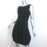 Oscar de la Renta Crisscross-Back Bubble Hem Dress Black Wool Crepe Size 6