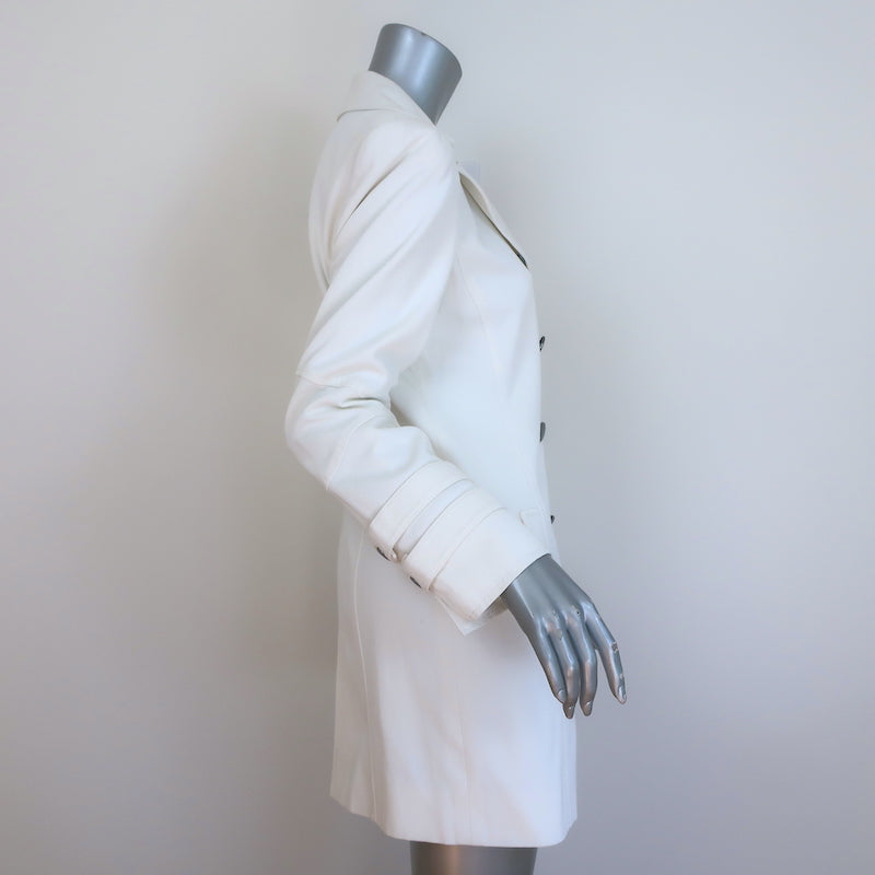 Valentino Double Breasted Jacket White Stretch Cotton Twill Size 6
