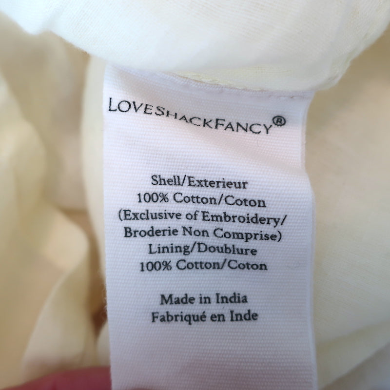 LoveShackFancy Embroidered Ruffle Mini Dress Bea Yellow Floral Print Size 2