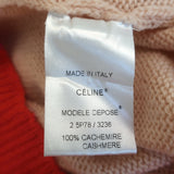 Celine Colorblock Cashmere Cardigan Peach Size Large V-Neck Sweater