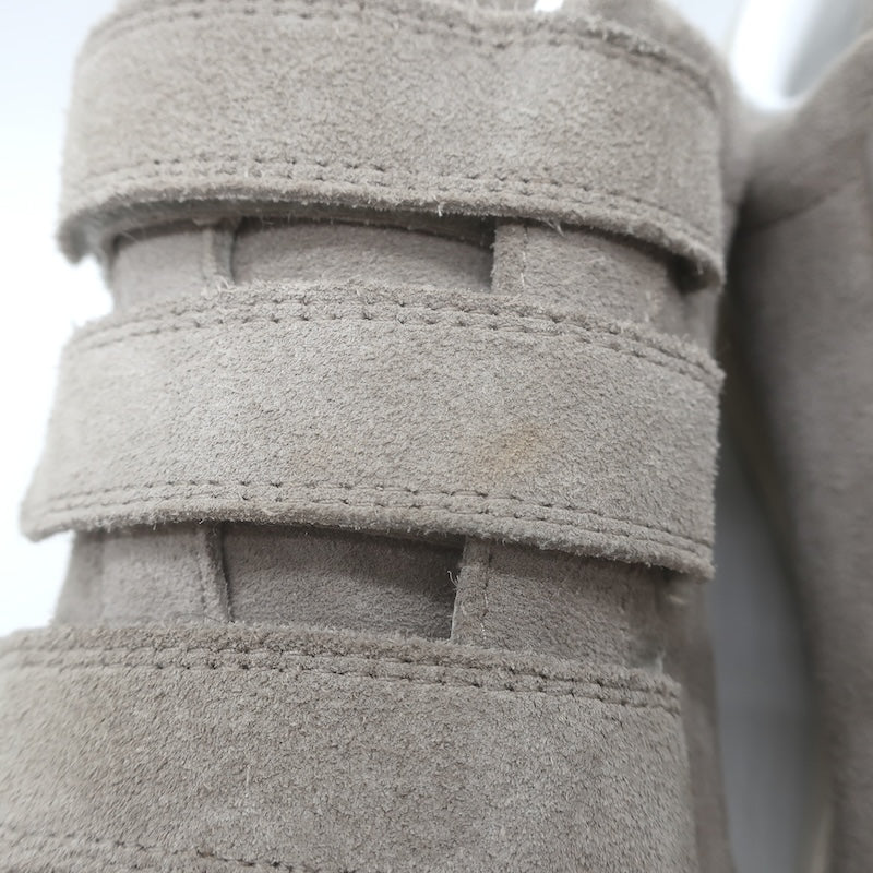 Isabel Marant Beth Grip-Strap Low Top Sneakers Taupe Gray Suede Size 39