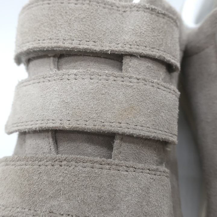 Isabel Marant Beth Grip-Strap Low Top Sneakers Taupe Gray Suede Size 39
