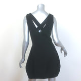 Oscar de la Renta Crisscross-Back Bubble Hem Dress Black Wool Crepe Size 6