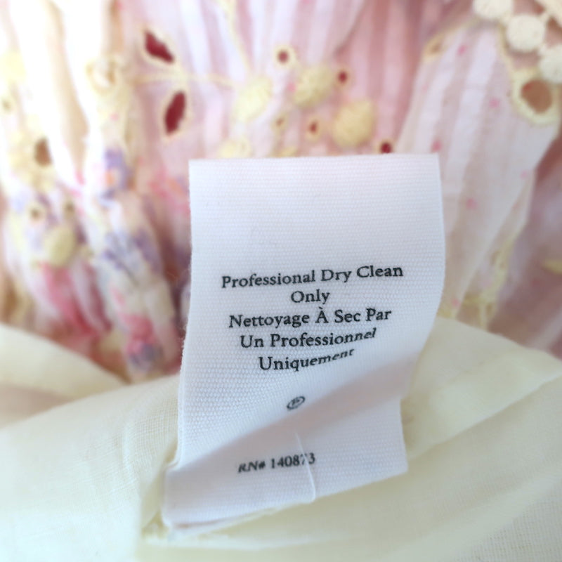 LoveShackFancy Embroidered Ruffle Mini Dress Bea Yellow Floral Print Size 2