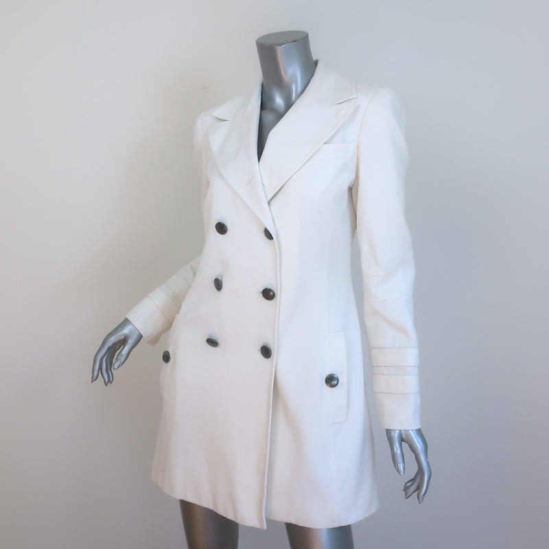 Valentino Double Breasted Jacket White Stretch Cotton Twill Size 6