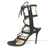 Jimmy Choo Meddle Lace-Up Caged Gladiator Sandals Black Suede Size 38.5
