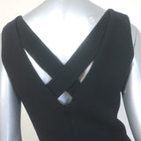 Oscar de la Renta Crisscross-Back Bubble Hem Dress Black Wool Crepe Size 6