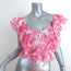 LoveShackFancy Ruffled Crop Top Pink/White Floral Print Cotton Size Extra Small