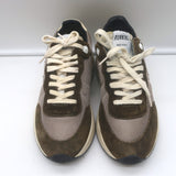 Golden Goose Running Sole sneakers in brown suede and mesh, authentic and gently pre-owned with minimal wear.
