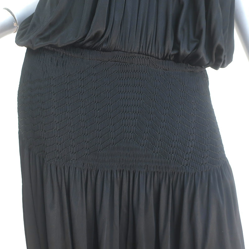 Vintage Chloe Phoebe Philo Smocked Slinky Jersey Halter Dress Black Size Medium