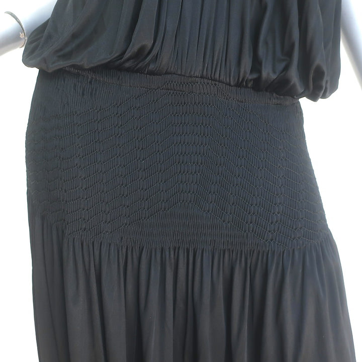 Vintage Chloe Phoebe Philo Smocked Slinky Jersey Halter Dress Black Size Medium