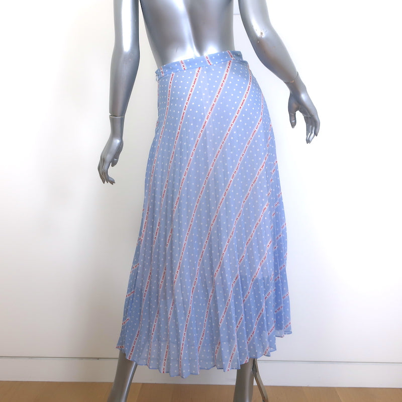 Sandro Eode Keep on Dancing Print Pleated Midi Skirt Light Blue Chiffon Size 1