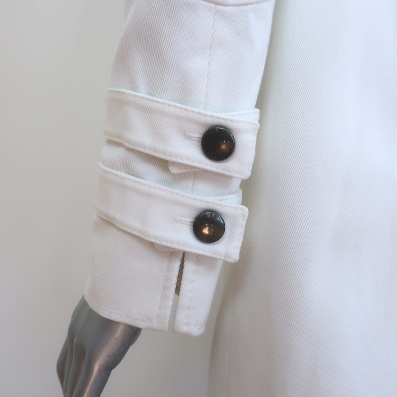 Valentino Double Breasted Jacket White Stretch Cotton Twill Size 6