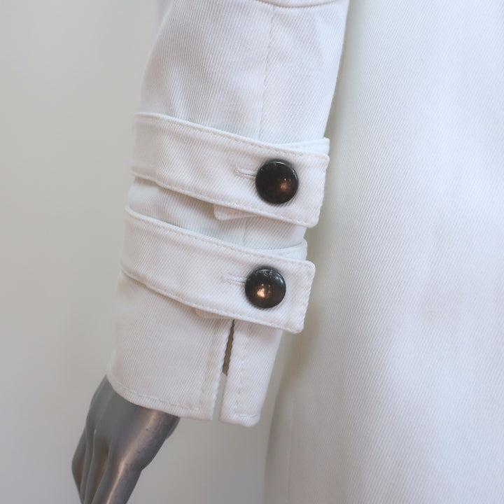 Valentino Double Breasted Jacket White Stretch Cotton Twill Size 6
