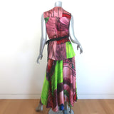 Roksanda Printed Satin Tie-Side Blouse & Midi Skirt Set Multicolor Silk Size 8