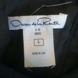 Oscar de la Renta Crisscross-Back Bubble Hem Dress Black Wool Crepe Size 6