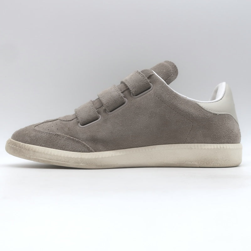 Isabel Marant Beth Grip-Strap Low Top Sneakers Taupe Gray Suede Size 39
