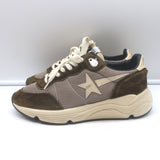 Authentic Golden Goose Running Sole sneakers in brown suede & mesh, pre-owned with light wear