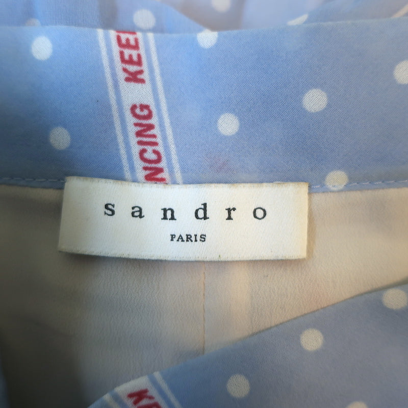 Sandro Eode Keep on Dancing Print Pleated Midi Skirt Light Blue Chiffon Size 1