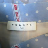 Sandro Eode Keep on Dancing Print Pleated Midi Skirt Light Blue Chiffon Size 1