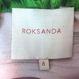 Roksanda Printed Satin Tie-Side Blouse & Midi Skirt Set Multicolor Silk Size 8