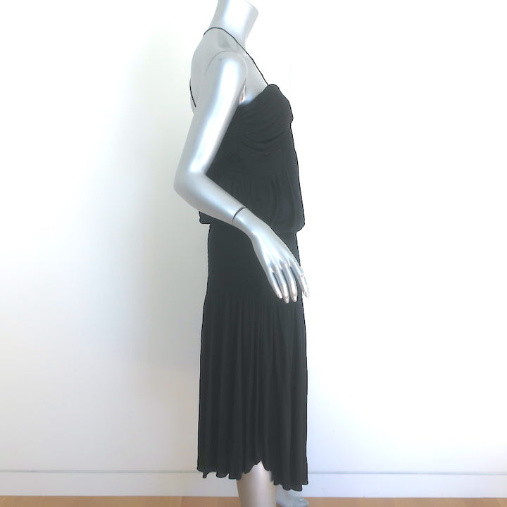 Vintage Chloe Phoebe Philo Smocked Slinky Jersey Halter Dress Black Size Medium