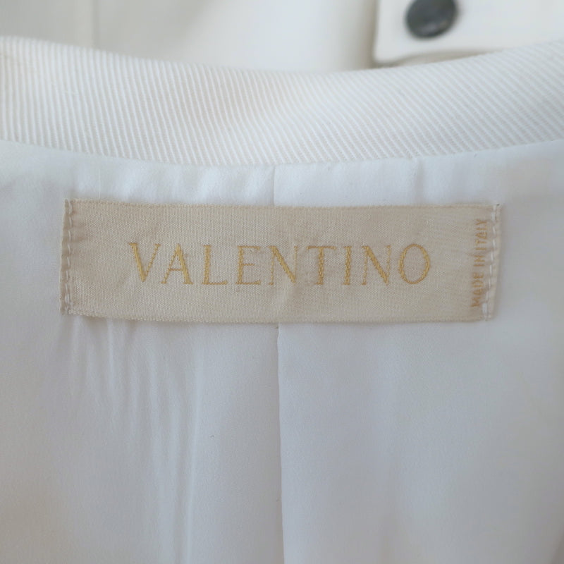 Valentino Double Breasted Jacket White Stretch Cotton Twill Size 6