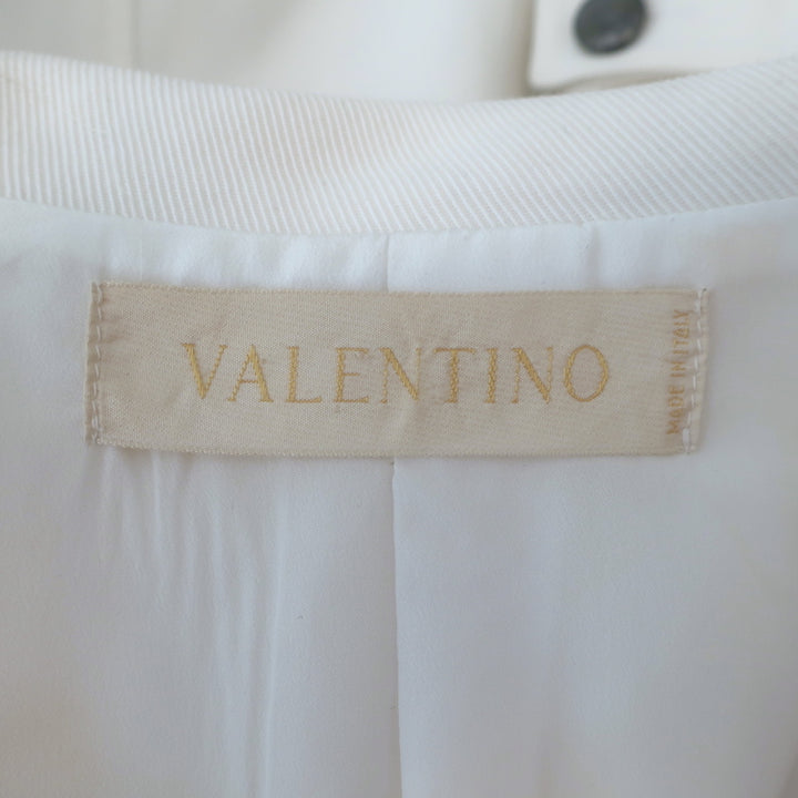 Valentino Double Breasted Jacket White Stretch Cotton Twill Size 6