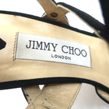 Jimmy Choo Meddle Lace-Up Caged Gladiator Sandals Black Suede Size 38.5