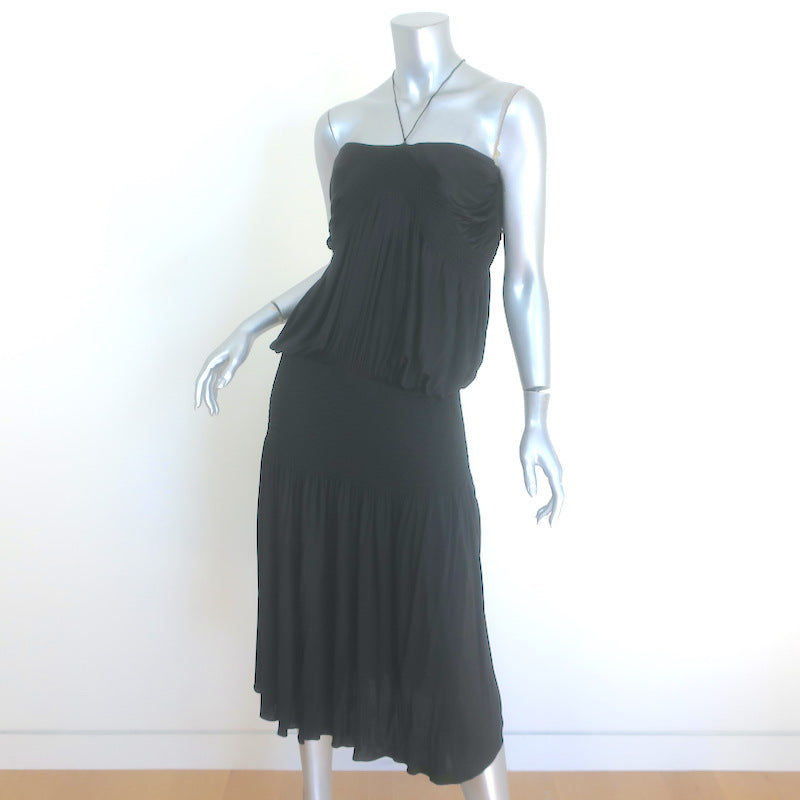 Vintage Chloe Phoebe Philo Smocked Slinky Jersey Halter Dress Black Size Medium