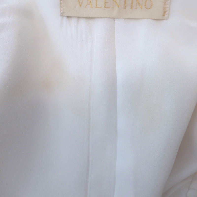 Valentino Double Breasted Jacket White Stretch Cotton Twill Size 6