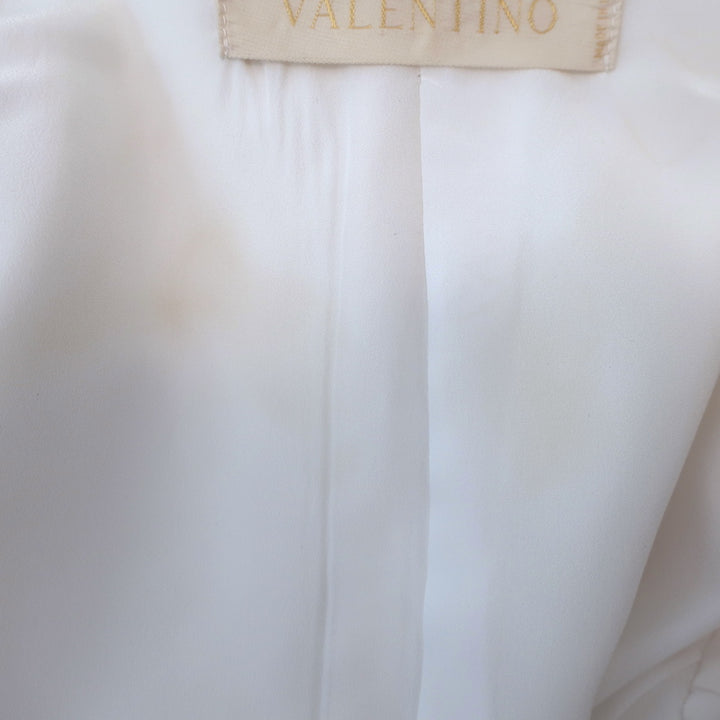 Valentino Double Breasted Jacket White Stretch Cotton Twill Size 6