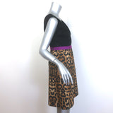 Giambattista Valli Leopard Print Mixed Media Dress Black/Brown Size 42