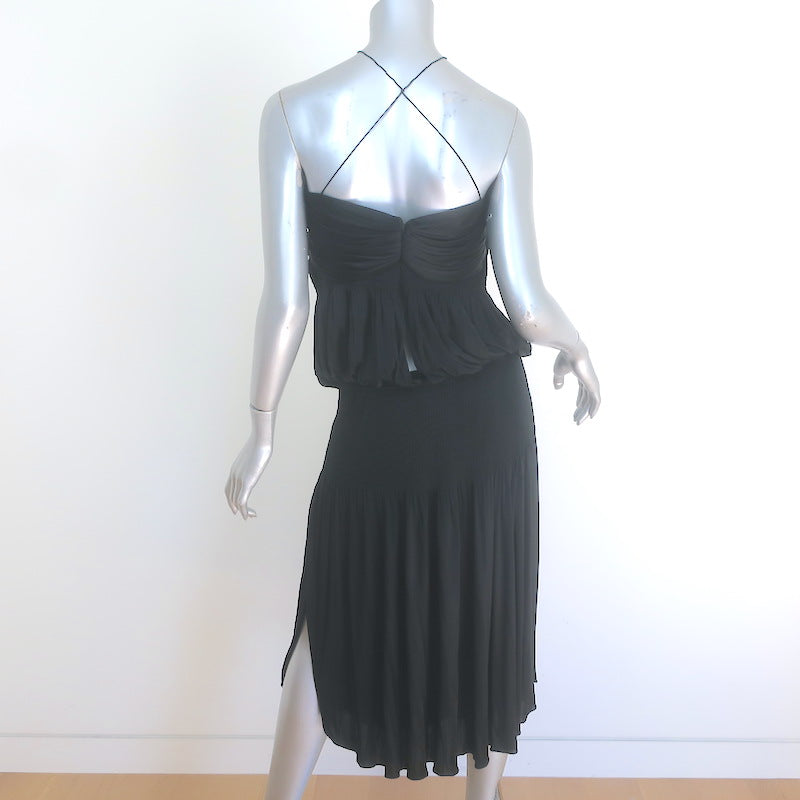 Vintage Chloe Phoebe Philo Smocked Slinky Jersey Halter Dress Black Size Medium